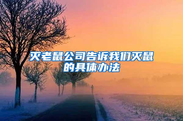 滅老鼠公司告訴我們滅鼠的具體辦法