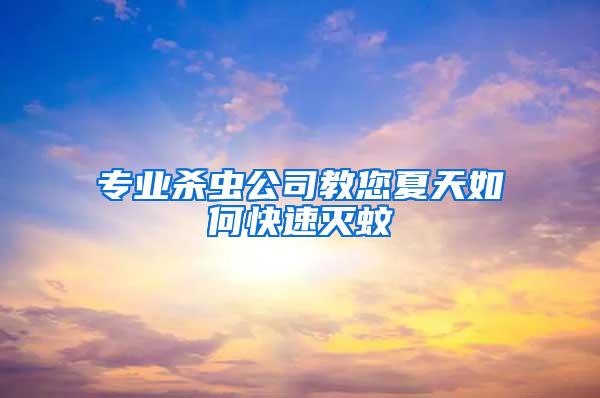 專業殺蟲公司教您夏天如何快速滅蚊